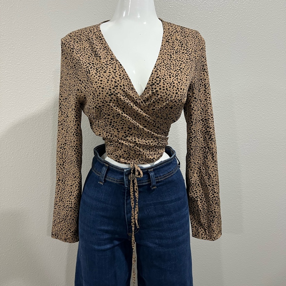 Leopard Print Wrap Top